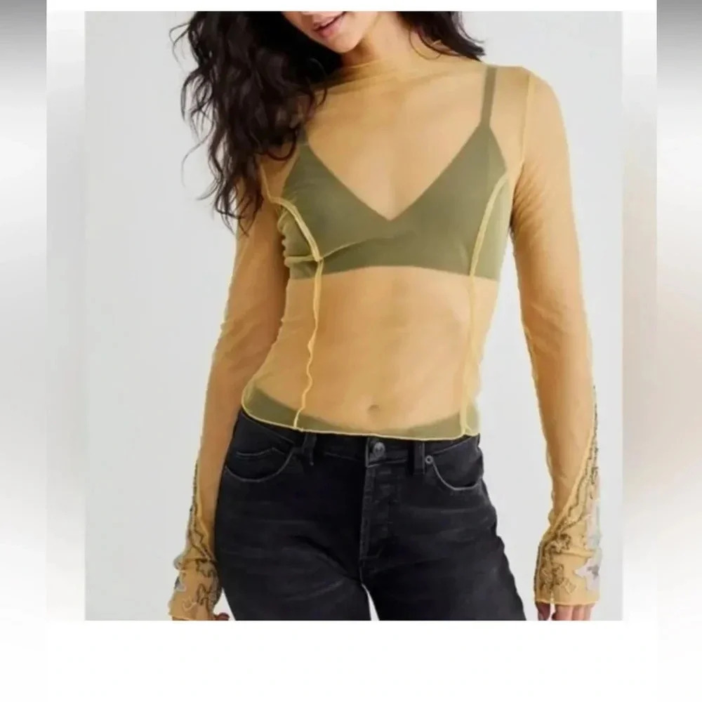 NWOT Free People Bali Posie Mesh Bead Embellished
Cami Top